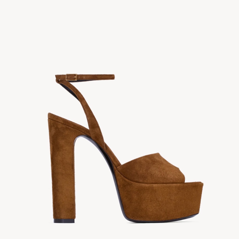 Saint Laurent JODIE Platform Sandals in Suede 38 / US 8